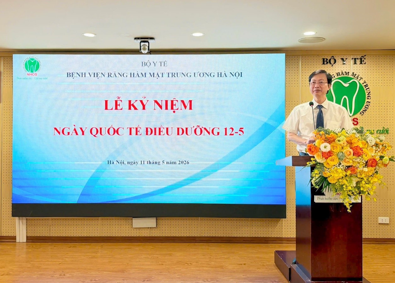 TTND.PGS.TS Nguyễn Quang Bình, Phó Giám đốc Bệnh viện, Chủ tịch Công đoàn bệnh viện phát biểu